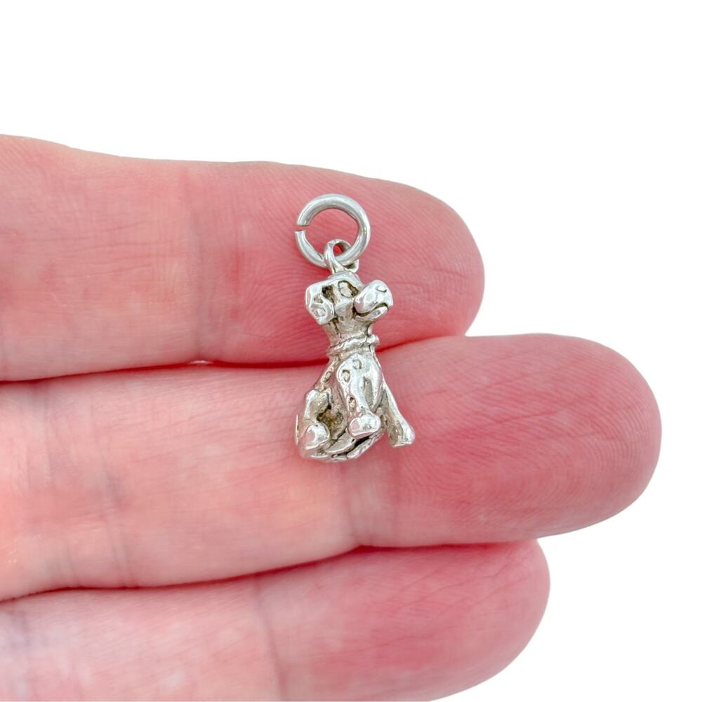 Vintage Sterling Silver 925 3D Sitting Dalmatian Puppy Dog Charm